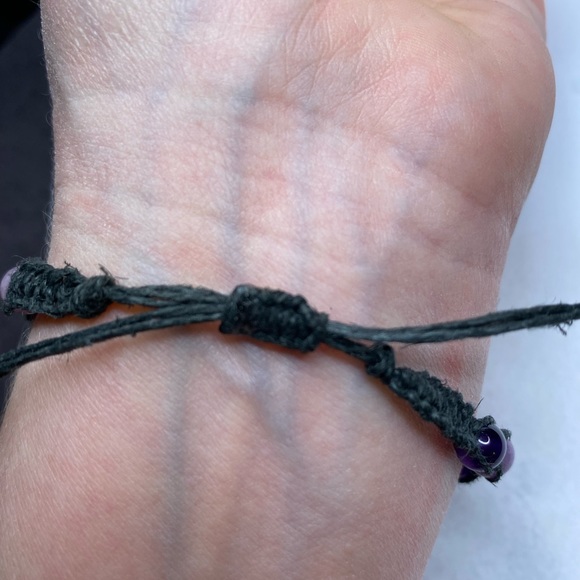 HANDCRAFTED/HANDMADE Natural Amethyst & Purple Lepidolite with Black Hemp Cord - Picture 5 of 5